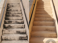 The pressure professor can pressure wash stairs, balconies, railings, and more.